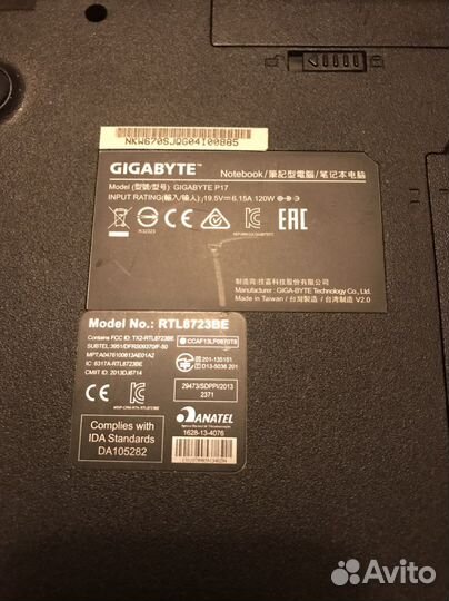 Продам ноутбук Gigabyte P17, i7-4710, 8Гб, 2Гб