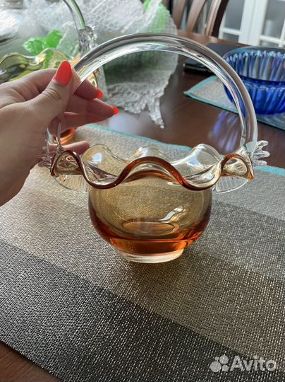 Вазочки конфетницы СССР медовый хрусталь