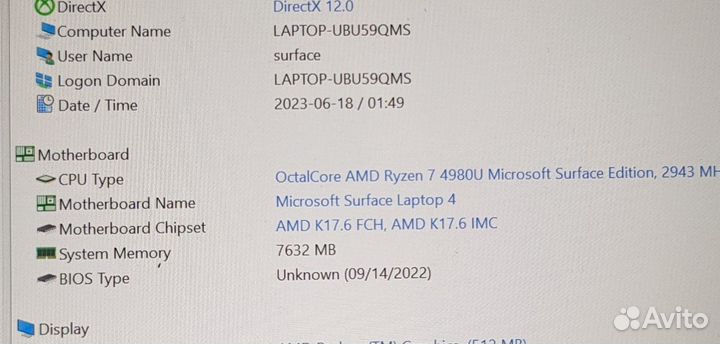 Microsoft surface laptop 4 15