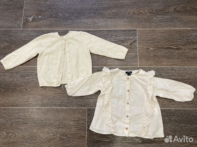 Рубашка и кофта для девочки kiabi mothercare 68-74