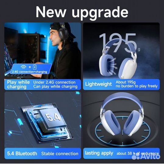 Игровые Наушники Радиоканал, BT, желтый, черный