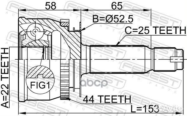 Шрус наружный 22X52.5X25 1210012A44 Febest