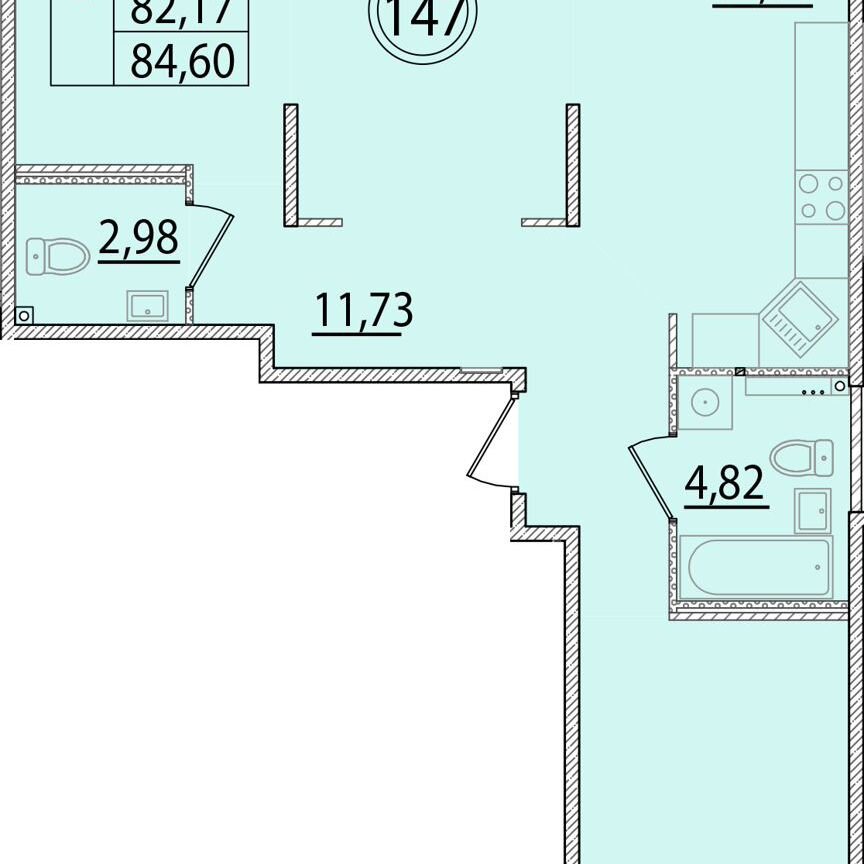 3-к. квартира, 79,7 м², 1/4 эт.