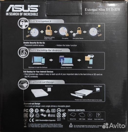 Внешний дисковод asus external slim dwd-rw