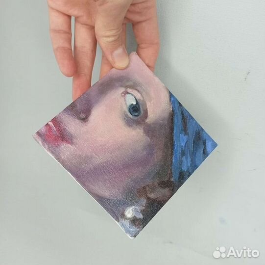 Миниатюра копия масло Девушка с жемчужной сережкой