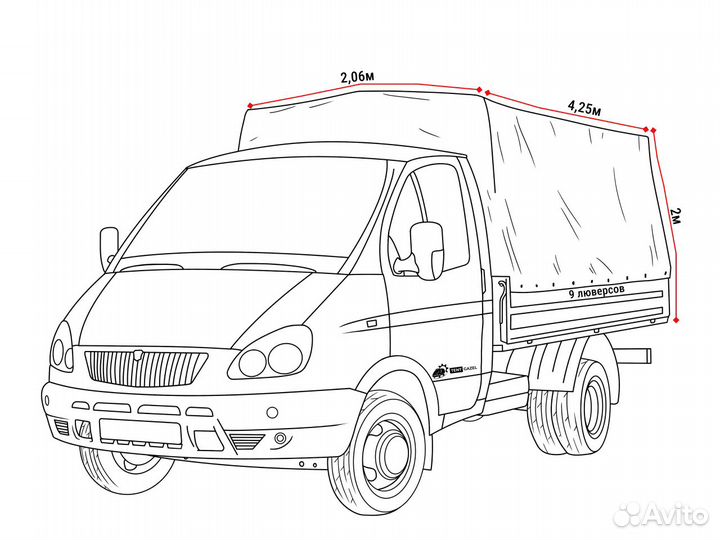 Тент на Газель завышенный
