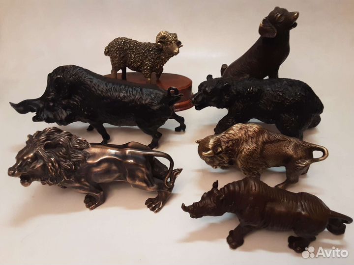 Бронзовые статуэтки. Животные. 9шт. Все разные