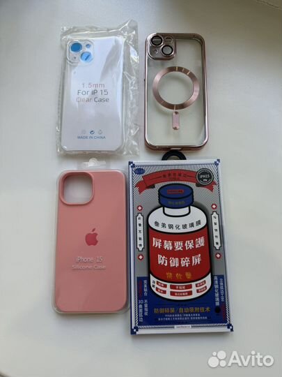 Защитное стекло iPhone 15 и чехлы