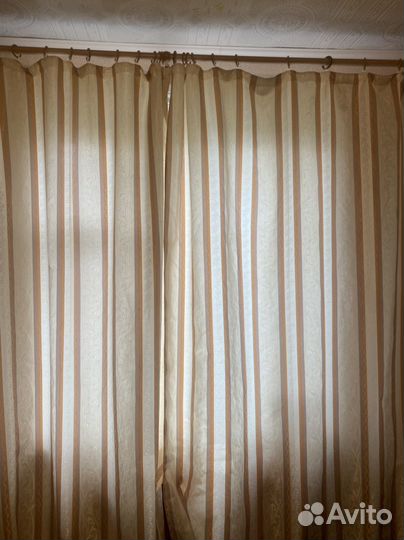 Шторы бежевые полосатые 2,5 на 1,5
