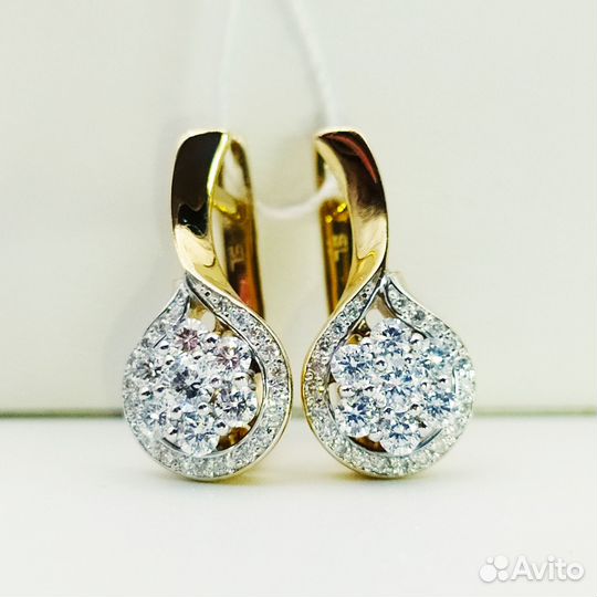 Серьги с природным камнем Золото