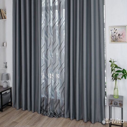 Портьеры блэкаут Амадео графит шторы