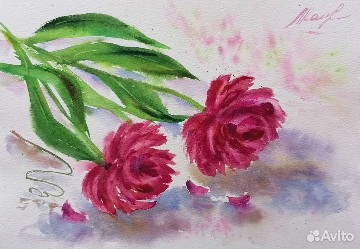 Картина акварель цветы
