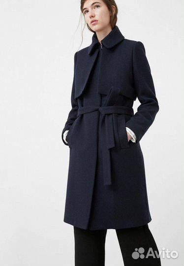 Пальто mango с кокеткой шерсть