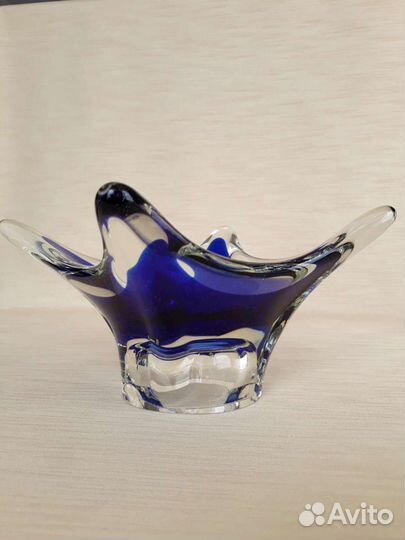 Конфетница синее стекло