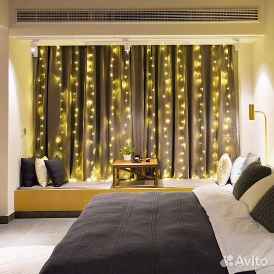 Гирлянда штора занавес дождь на окно на Праздник