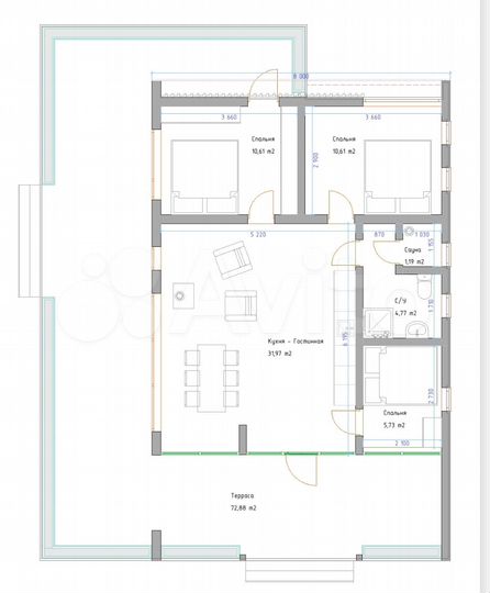 Дом 93 м² на участке 6 сот.