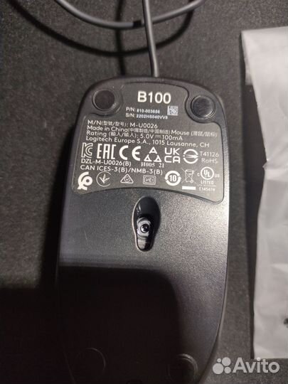 Мышь проводная Logitech B100 910-003357 черный