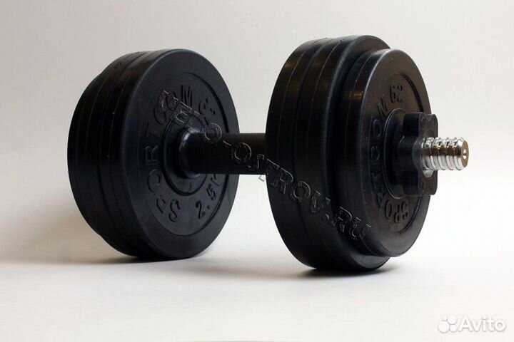 Гантель разборная 14,2 кг, диски обрезиненные