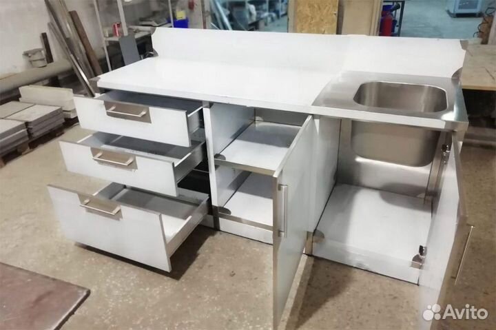 Стол купе с мойкой из нержавеющей стали нержавейки