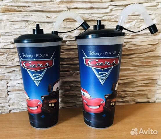 Стакан детский «Тачки» с трубочкой 0,5 л