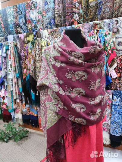 Палантин павловопосадский, шерстяной