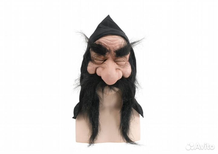 Маска гнома взрослая (черная борода)