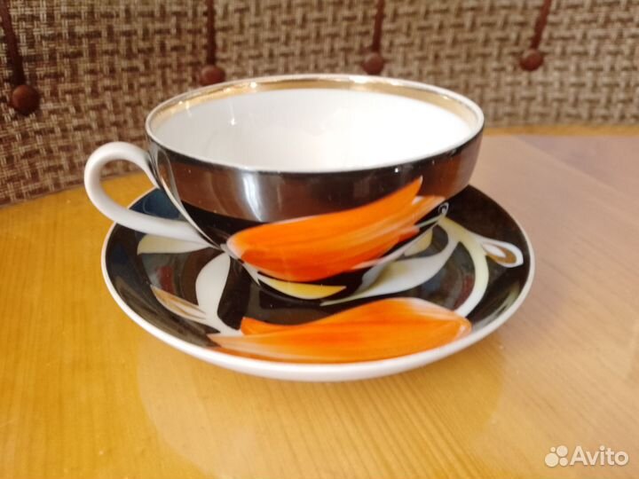 Сервиз чайный чёрный тюльпан дулева