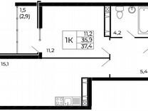 1-к. квартира, 37,4 м², 11/18 эт.