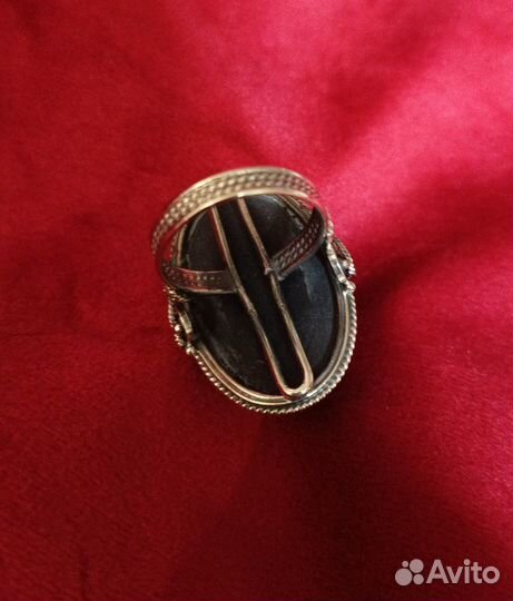 Перстень с большим обсидианом 19,5 р