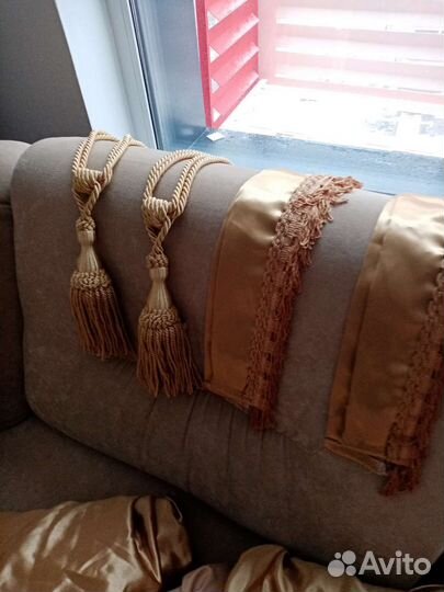 Роскошные портьеры бронзовые с ламбрекеном