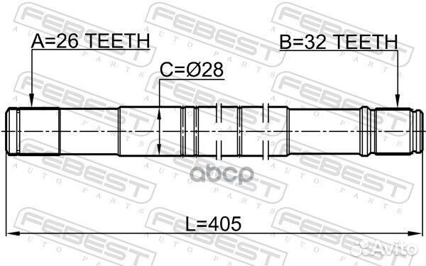 Полуось левая 32X405X26 2112CB4LH Febest