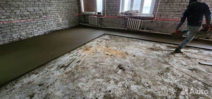 Стяжка механизированная пола, полусухая стяжка