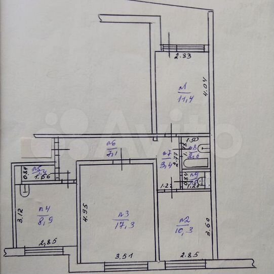3-к. квартира, 63,4 м², 8/9 эт.