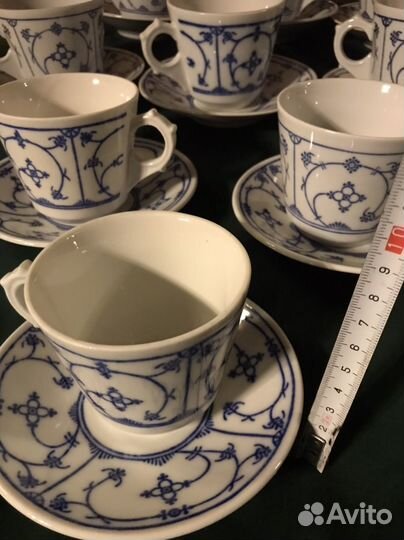 9 чайных пар синий лук, индийский узор