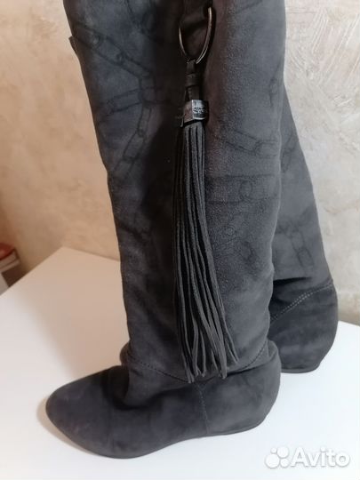 Сапоги женские замшевые без каблука