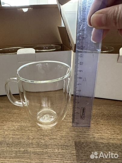 Кружки стеклянные с двойным дном