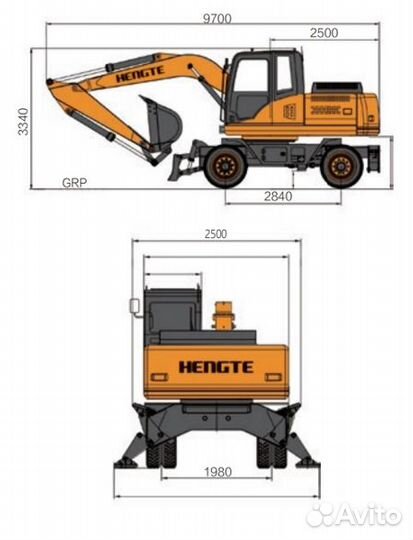 Колёсный экскаватор HENGTE HT215W, 2023