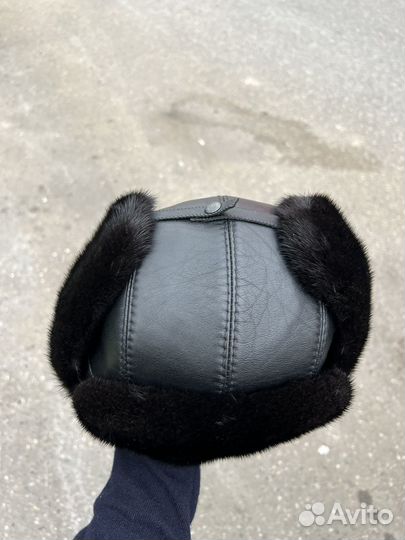 Мужская шапка ушанка из норки