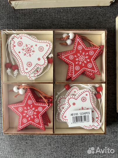 Деревянные елочные игрушки украшения на ёлку