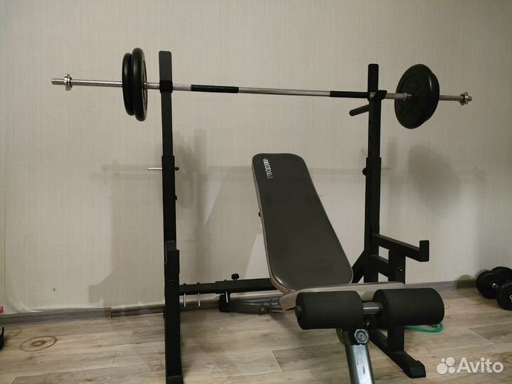 Комплект Штанга +блины +стойки+скамья