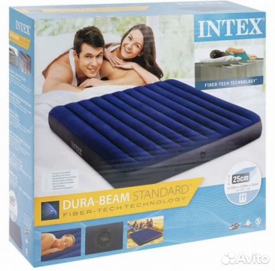 Надувной двуспальный матрас intex