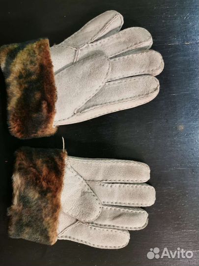 Перчатки мужские, замша, натур мех
