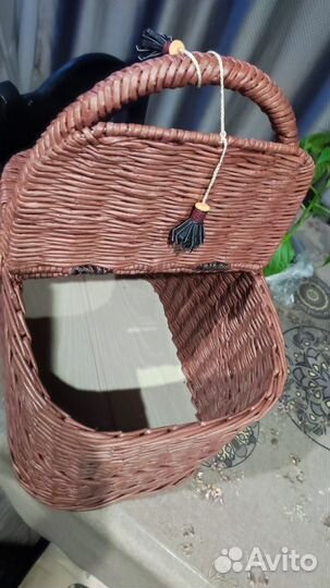 Корзина плетеная из бумажной лозы ручная работа