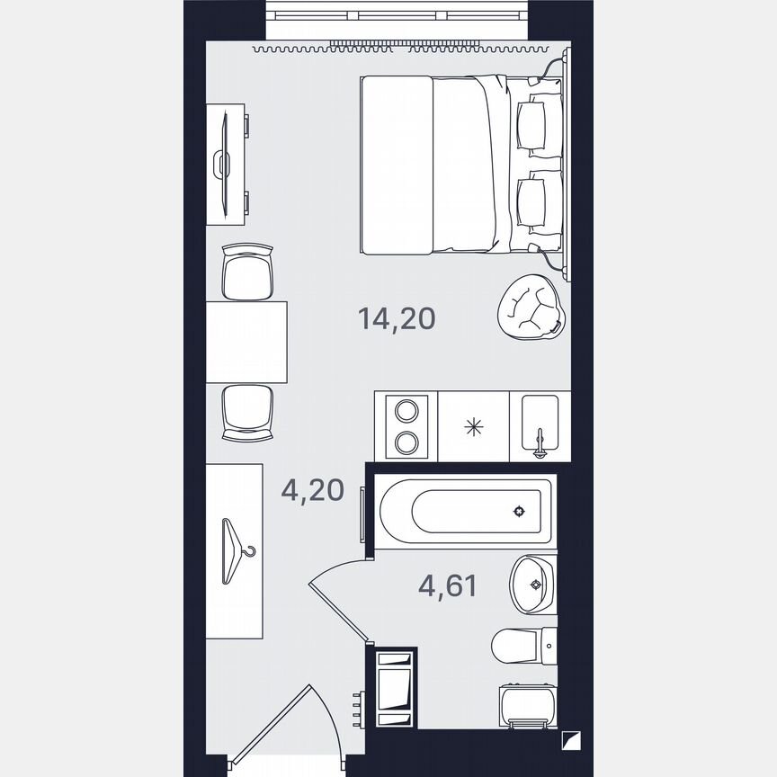 Апартаменты-студия, 23 м², 8/24 эт.