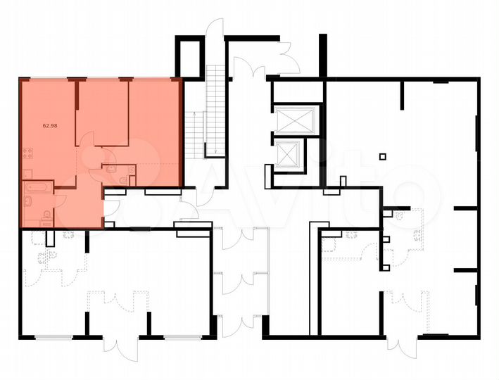 2-к. квартира, 63 м², 1/17 эт.