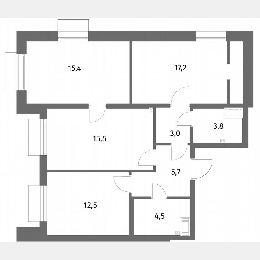3-к. квартира, 77,6 м², 4/6 эт.