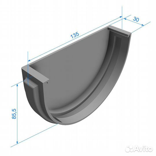 Заглушка желоба пластиковая d120 мм каштан RAL 801