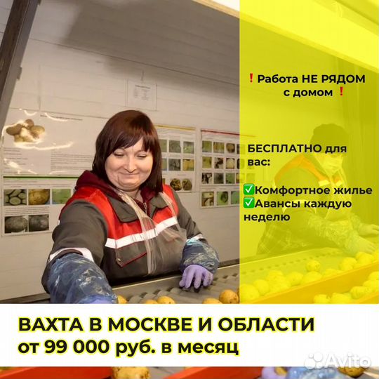 Без опыта Вахта Сортировщик+ питание 3-хразовое и жилье