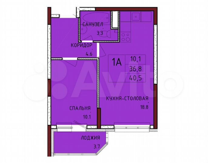 1-к. квартира, 40,5 м², 14/16 эт.