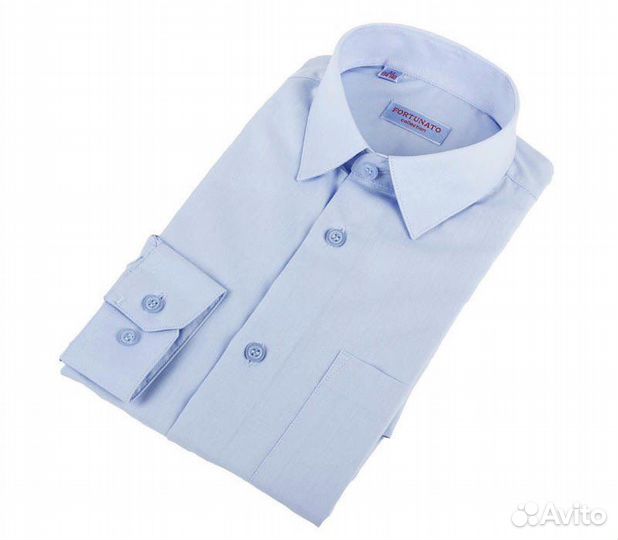 Рубашка новая школьная 122-128 голубая в полоску